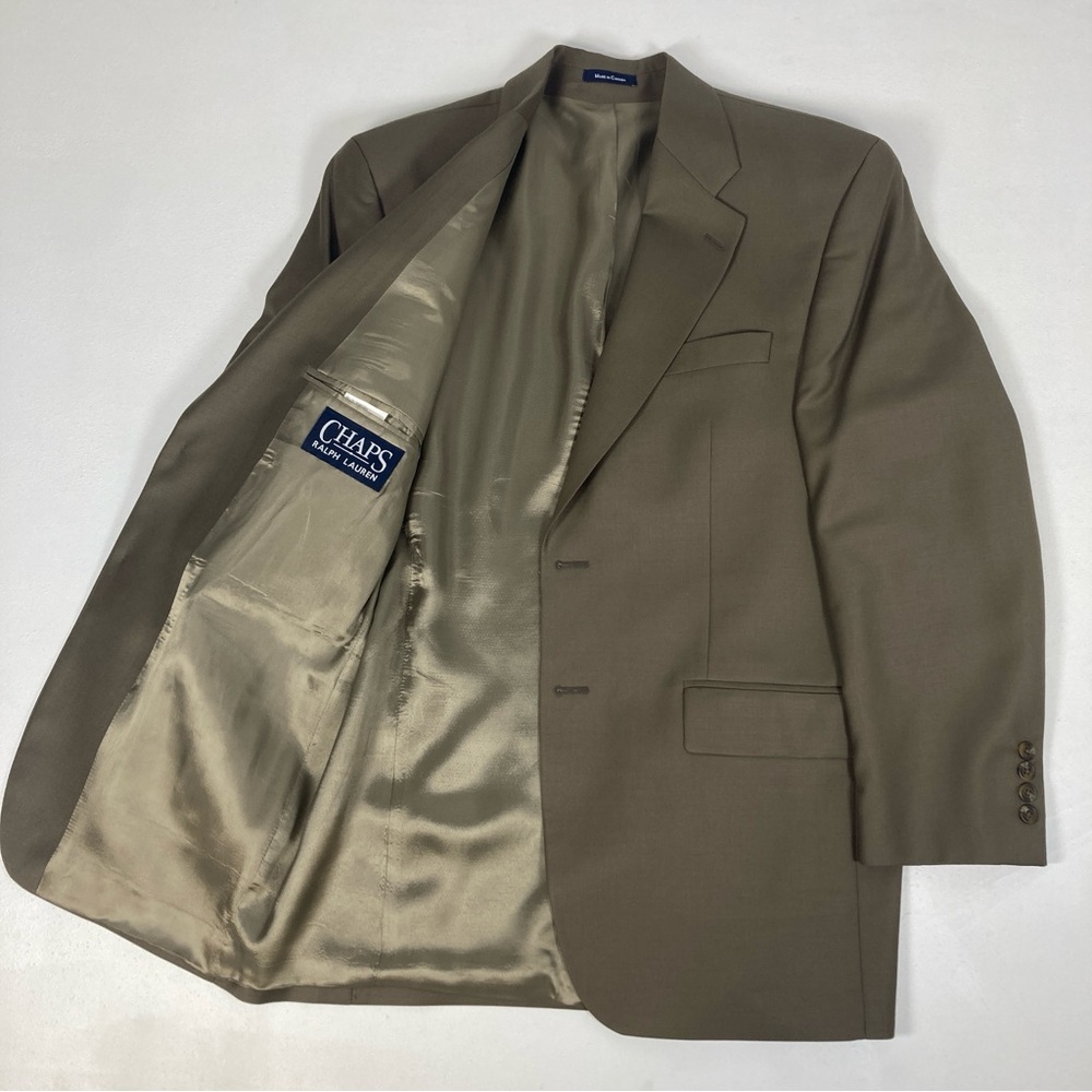 Chaps by Ralph Lauren Blazer Jacket Sz 40 R Wool / Cashmere Beige Made Canada - Picture 13 of 13